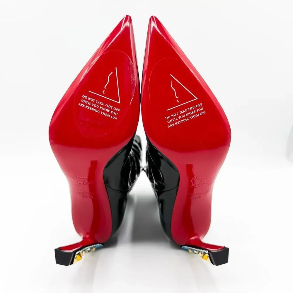 Christian Louboutin x Marvel Patent Leather Embellished Boots EU 36.5 US 6.5